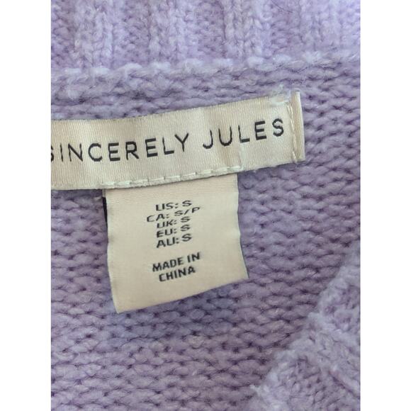 Cable Knit Lavender Cozy Crop Sweater Sincerely Jules Size S - Picture 3 of 5